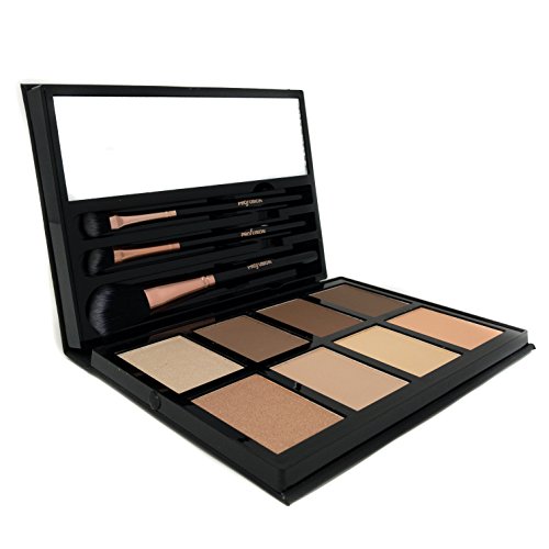 Profusion Cosmetics - Contour - Professional 8 Color Palette - Face Powder Highlighter Bronzer Makeup Kit Brushes Included - Champagne Highlight Nutmeg Ivory Peach Pale Gala Moonstone Java Ebony