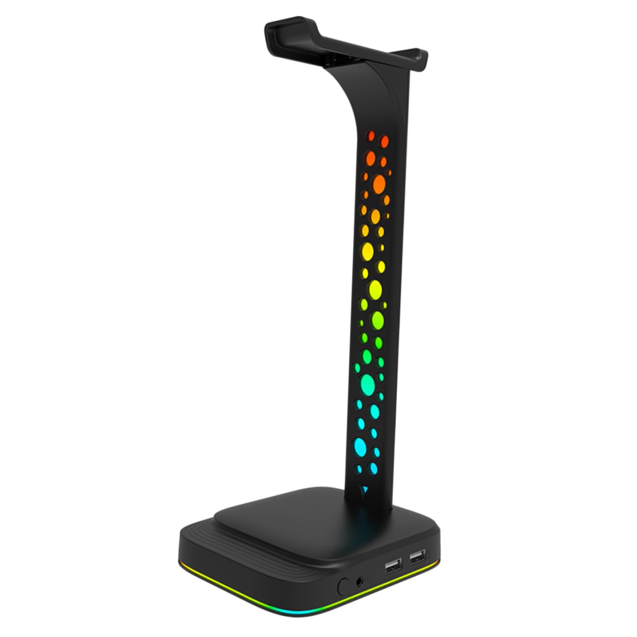 Homoyoyo Supporto per Cuffie Illuminazione Rgb Hub USB e Porta Aux Antiscivolo per Tavolo per Gaming e Ufficio