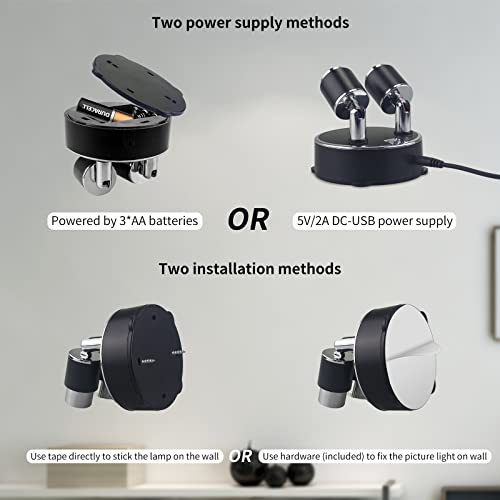 Dual-Head Wireless Spotlight Battery Operated, Starxing Led Spot Lights Indoor With Remote And Dc Cord, Rgbw Accent Light Projector For Art Picture, Dartboard, Kitchens Cabinets, Bedroom, Party Decor #TOP3