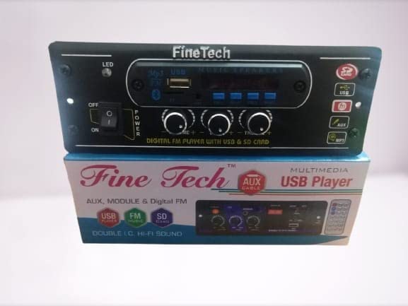 FineTech Mini Bluetooth Car Stereo with 4440 Double IC FM /MP3/ AUX/USB ...