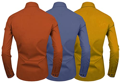 Image of Zombom Men's Combo Regular Fit Cotton Blend Full Sleeve Casual Shirts Pack of 3