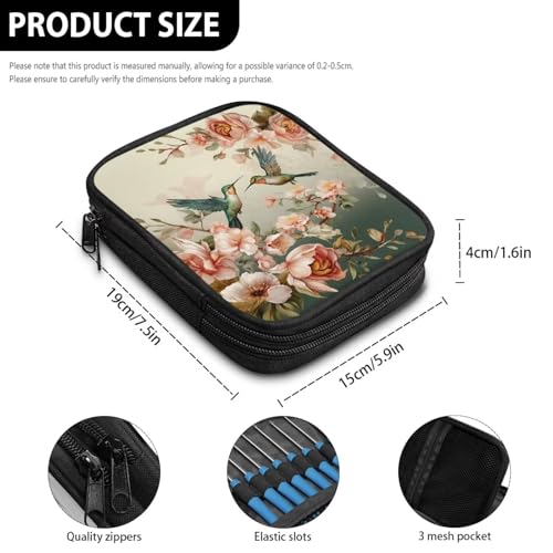 Image of Crochet Hook Case Hummingbird Crochet Hook Holder Portable Crochet Hook Storage Bag with Web Pockets Suitable for Crochet Needles /Knitting Accessories