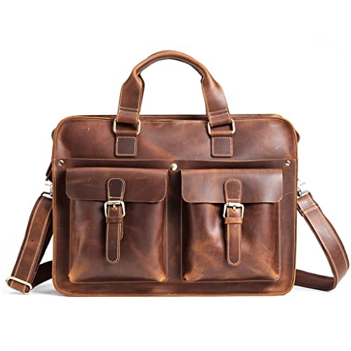 Large Leather Briefcase Bag Laptop Handbags Computer Bag for Men Male Leather Briefcase for Business Travel