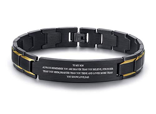 VNOX Bracelets for Son Inspirational Gifts for Son Boys Form Dad Motivational Birthday Link Bracelet Personalized Encouragement Quote Jewelry
