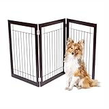 Internet's Best Traditional Wire Dog Gate | 3 Panel | 30 Inch Tall Pet Puppy Safety Fence | Fully Assembled | Durable MDF | Folding Z Shape Indoor Doorway Hall Stairs Free Standing | Espresso