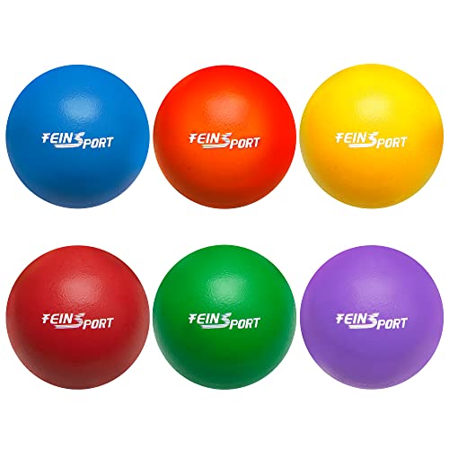 Feinsport Foam Dodgeball Set For Playground Games Both Indoor Outdoor, Soft Touch Kickball For Kids & Adults 6 Pack With Mesh Storage Bag (7 Inch) #TOP23