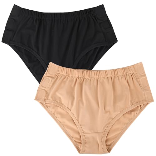 Easy Adapt Women's Tear-Away Underwear, for Patients, Elders, Pack of 2. (Nude+Black, XX-Large)