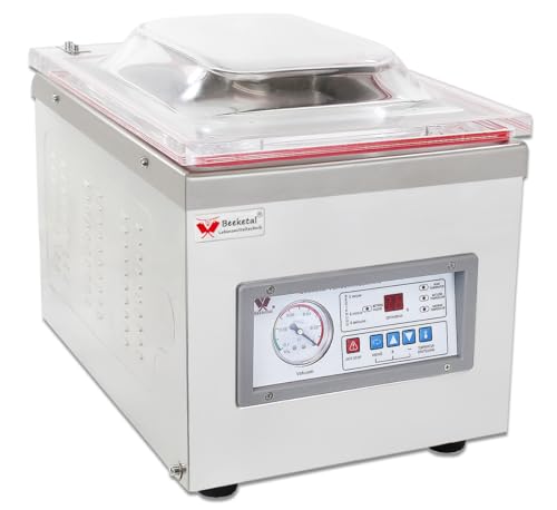Beeketal 'DZ-400T' Profi Kammer Vakuumierer mit 2 Impuls Schweißleisten, elektronisch gesteuertes Vakuumiergerät mit 20m³/h Absaugvolumen und integriertem Impuls Folienschweißgerät, Tischgerät