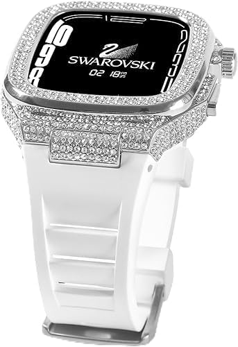 Rugged Case with Band Compatible with Apple Watch bands 45mm 44mm Metal Protective Cover Case with Silicone Strap Shockproof Bumper for iWatch Series 9 8 7 6 5 SE Mens Womens Strap