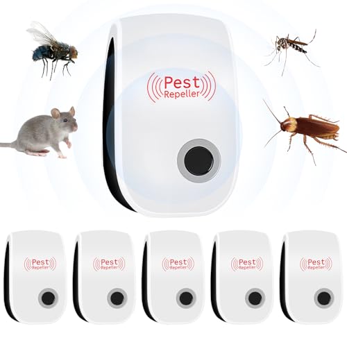 6 Pack Repelente Ultrasónico de Plagas,Electrónico Repelente Mosquitos Control de Plagas,Repellente Ultrasuoni per Ratti,Repelente Ultrasónico Anti Mosquitos Interiores