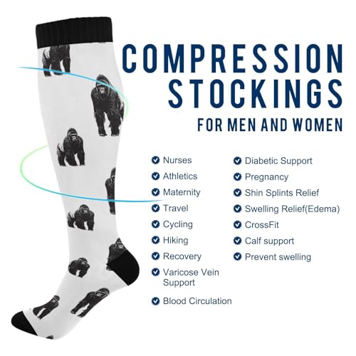 Image of Plaaee Gorilla on White Compression Socks for Women & Men Circulation Supports for Running,