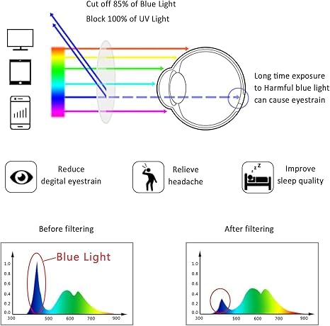 A LUINS Blue Light Blocking Glasses, Anti Eyestrain, Computer Reading Glasses, Gaming Glasses, TV Glasses for Women Men (SILVER) 4