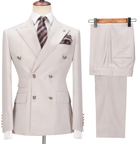 Mens Suit 2 Piece Double Breasted Peak Lapel Suit Men Slim Fit Suit Blazer Pants Wedding Prom Suit for Men2