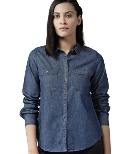 Image of Women Denim Shirt, Women Shirt, Regular Wear Shirt, Casual Shirt, Denim Shirt,Office Wear Casual Shirt, Shirt, Denim Shirt for Women.
