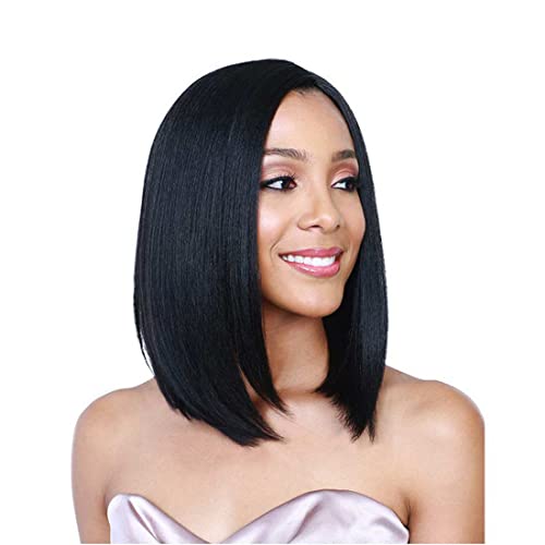 Perruques noires pour femme coupe courte raide idéale au quotidien