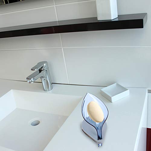 Cabilock 2 peças de suporte criativo de sabonete em forma de folha decorativo com ventosa, caixa de