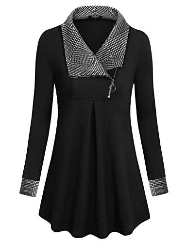 Valolia Winter Wear For Women, Ladies Causal Long Sleeve Tunics Sweatshirts Zipper Sweaters Pullover Work Blouse Dressy Swing Shirts Maternity Warm Ugly Christmas Tops Medium Houndstooth #TOP24