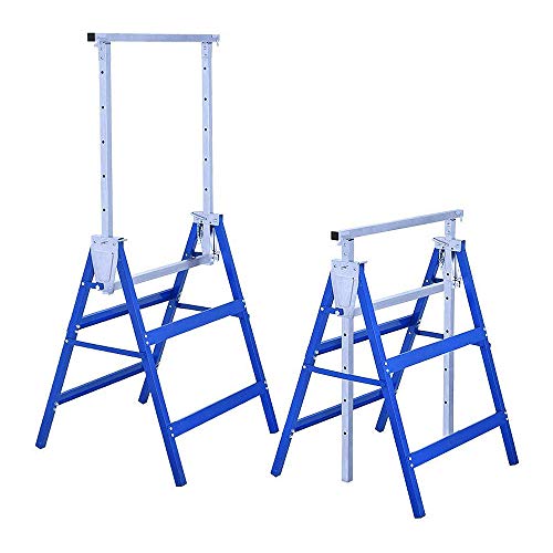 Preisvergleich Produktbild AUFUN 2x Gerüstbock mit höhenverstellbar 80-130cm - Teleskop-Arbeitsbock Maurerböcke klappbar Metallböcke bis 200kg belastbar Maurerböcke