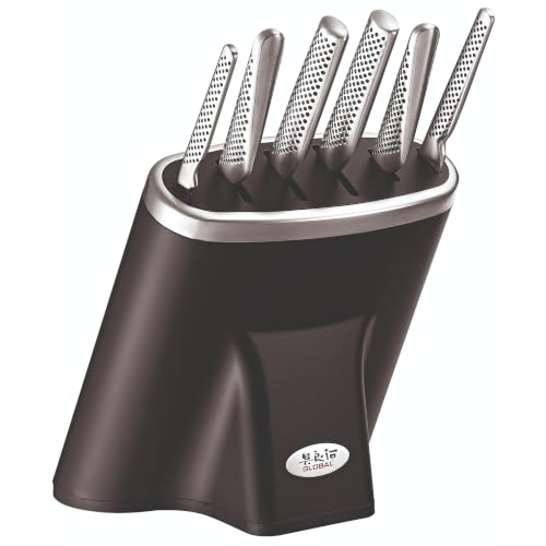 Global Zeitaku 7-Piece Japanese Knife Block Set, Made in Japan, Black