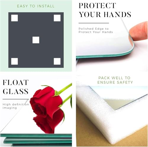 Sqinor Full Length Mirrors Long Wall Mirror Self Adhesive Mirror Tiles Glass 35x35 Stick On Mirrors for Bedroom, Living Room, Wardrobe Doors, Walls (35x35cm, 4pcs) - Image 3