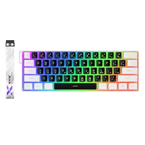 Image of OHY 60% Gaming Keyboard,Wired Backlit Mini Membrane Keyboard, Strong Mechanical Feel for PC /Mac Gamer, Typist, Travel, Easy to Carry on Business Trip(61 Keys)-White