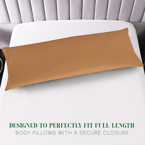 Image of Elegant Comfort Luxury Ultra-Soft 1-Piece Body Pillowcase - 1500 Premium Hotel Quality Microfiber Double Brushed - Wrinkle Resistant, Body Pillowcase Size, Bronze