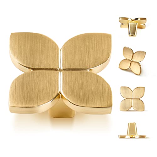 Attega 10 Pack Gold Knobs For Cabinet Drawers Kitchen Brushed Gold Hardware Vintage Leaf Handles With 20 Screws #TOP27