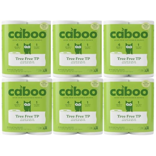 Caboo Bamboo Toilet Paper 2-Ply 4 Double Rolls per Pack (6 Packs)