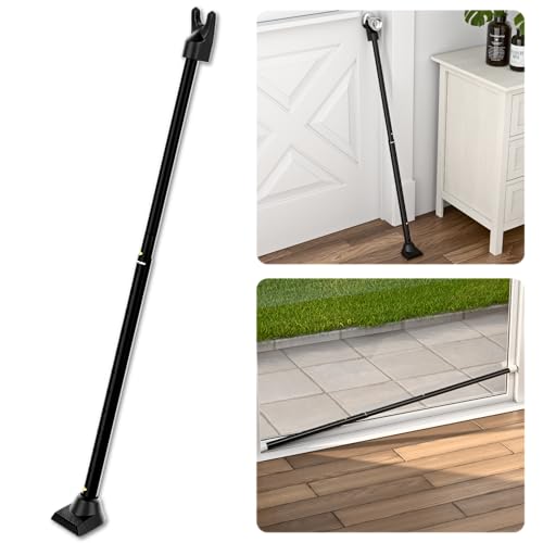 SECURITYMAN 2-in-1 Door Security Bar & Sliding Door Security Bar - Door Jammer Constructed of High Grade Iron - Black Door Stoppers Security Bar
