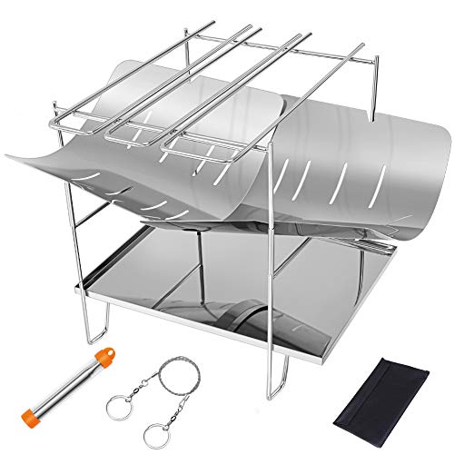 Sykooria 焚き火台 焚火台 折りたたみ 軽量 コンパクト キャンプ コンロ バーベキュー 携帯便利 組立式 A4サイズ ステンレス製 焚火 收纳袋付き