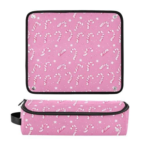 Candy Canes Stars Marble Bolsa de Viaje para Herramientas de Cabello con Mat Resistente al Calor para Planchas y Rizadoras, Organizador Portátil miniatura 3