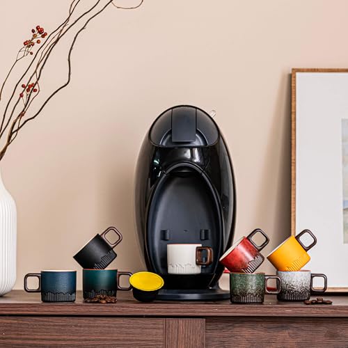 Zurucily Espresso Cups Set of 2, 2 oz Ceramic Espresso Cups, Demitasse Cups for Tea or Coffee (Black) by Zurucily - Image 4