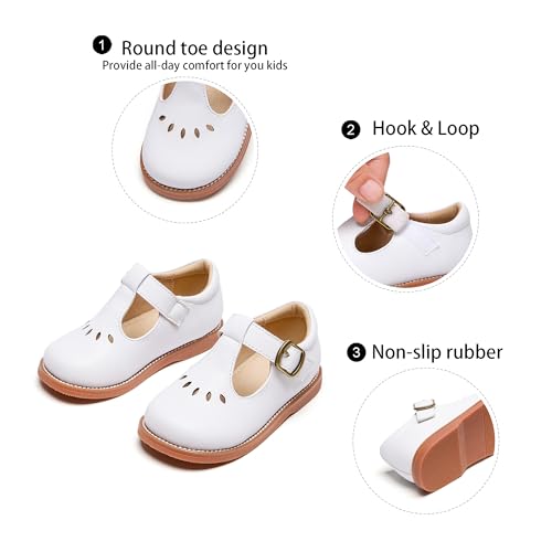 Image of GINFIVE Toddler Girls Dress Shoes Little Kids Flats School Mary Janes Shoes