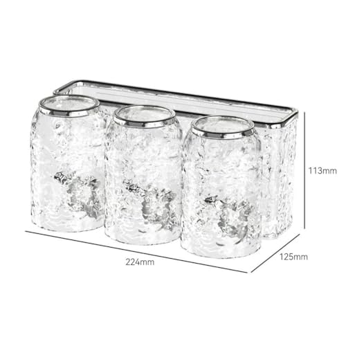 Image of Wall Mounted Toothpaste Dispenser with Toothbrush Holder - Transparent ABS Plastic, No-Drill Adhesive Installation, Waterproof & Space-Saving Bathroom Organizer (3 Cup Holder + THD)