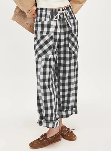 Image of Acelitt Women Checkered Pants with Pockets, S-XXL