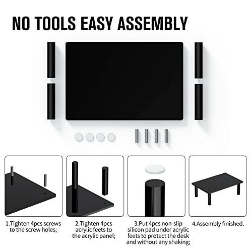 Pano-Mounts Computer Monitor Stands Riser Black Acrylic Desktop Screen Laptop Gaming Pc Riser 11.8Inch Desk Makeup Organizer Display Stand For Audio Video Equipment Device Tv Printer Surface And More #TOP4