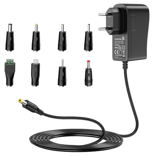 Alimentación 5 V 2 A, cargador de 5 V 2 A AC DC con 8 tomas CC para electrónica de 5 V como tableta, teléfono, concentrador USB, cámara de videovigilancia, 2000 mA máx