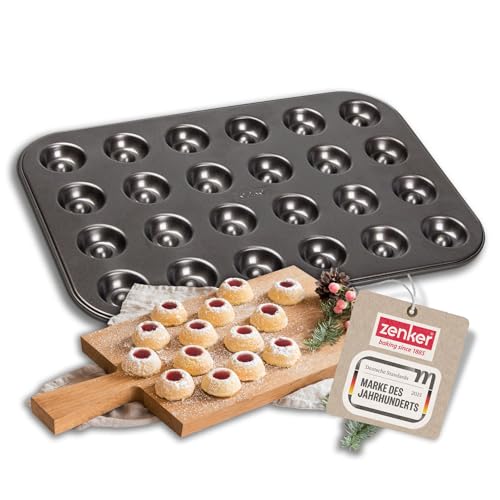 Zenker Backform für 24 Husarenkrapfen & Engelsaugen, beschichtetes Backblech (38 x 27 cm), für leckere Kekse mit Füllung, Keks-Backform, Menge: 1 Stück