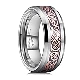 King Will Dragon 8mm Rose Gold Plated Celtic Dragon Tungsten Carbide Wedding Band Ring Comfort Fit 8