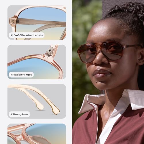livho Trendy Polarized Aviator Sunglasses Women Men, Retro Sun Glasses for Women Men 2025, Oversized UV Protection Shades4