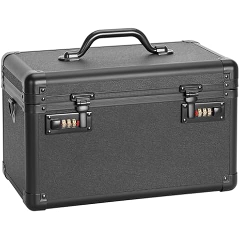Vilcjson Combination Lock Box - 13.4x8.2x7.6 Inch Large - Security Lock Boxes for Medicine, Locking Storage Box for Personal Items Passports and Documents, Lockable Lockbox for Office Business, Black Cover