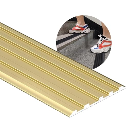 アンチノンスリップ階段ノージング、 アルミ製階段段差ストリップ 90cm x 4-5cm マルチカラー(Gold,90x5cm)