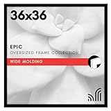 Americanflat 36x36 Picture Frame with Polished Plexiglass - Epic Collection - Square Picture Frame with Engineered Wood - Wide Photo Frames for Wall Display - Black