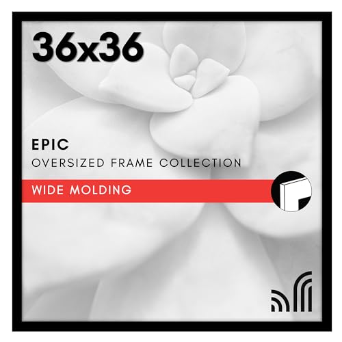 Americanflat 36x36 Picture Frame with Polished Plexiglass - Epic Collection - Square Picture Frame with Engineered Wood - Wide Photo Frames for Wall display - Black