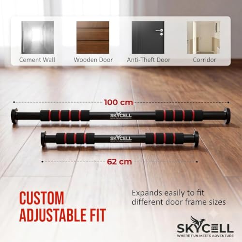 Image of SKYCELL Pull Up Bar for Home for Kids (100 kg Capacity) | Wall Mounted Pull Up Bar with Anti-Skid Grip | Heavy-Duty Pullup Bar for Home for Kids | Strength Training & Exercise Bar