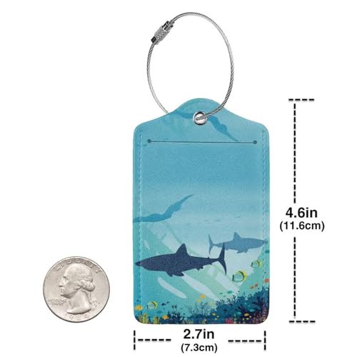 Image of 2 Pcs Oceans Seas Luggage Tag for Suitcase, Steel Loop with Privacy Cover ID Label, Shark Luggage Tag, Birthday Gifts for Women Men Boy Girl