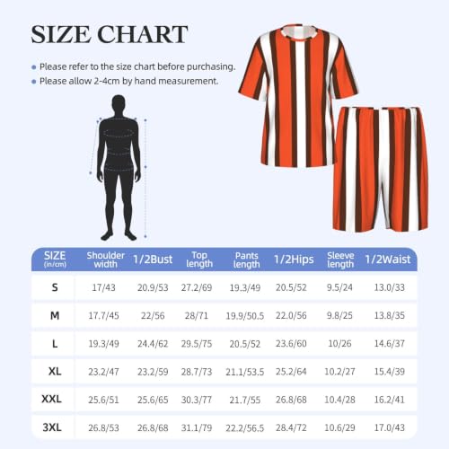 Ensemble de pyjama pour hommes en maille douce extensible rayée orange et blanc
