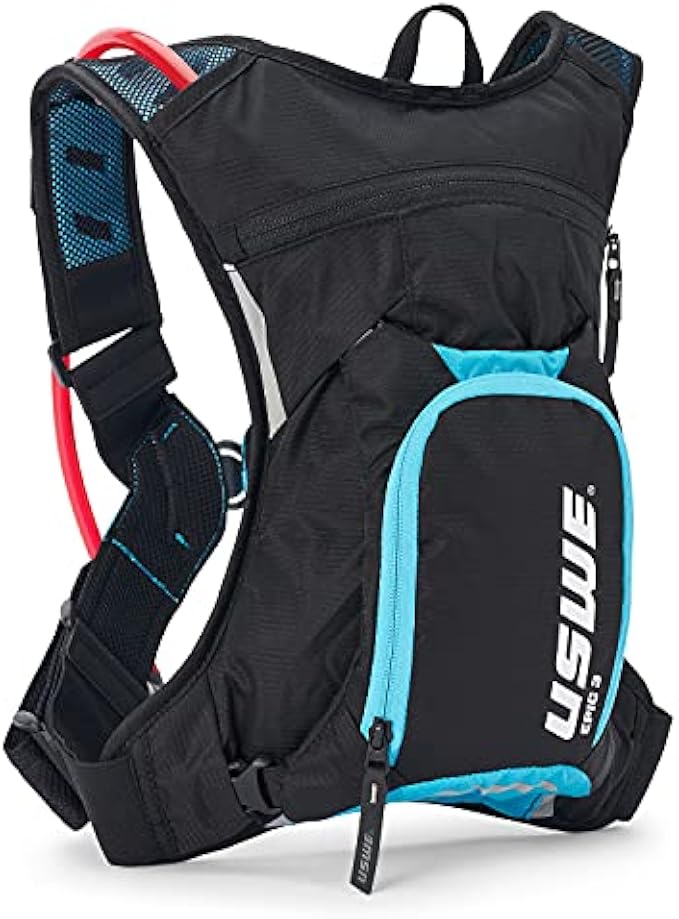 USWE New MTB Hydration Pack 3L - for Cycling, Mountain Biking, E-MTB and Gravel Riding, with 2.0L/ 70oz Water Bladder, Black-Blue