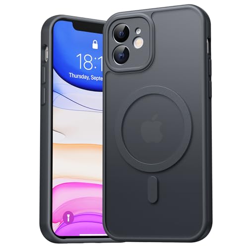 EASDNB für iPhone 11 Hülle für Magsafe mit Kameraschutz Magnetisch Handyhülle für iPhone 11 Stoßfeste Kratzfeste Durchscheinende Matt Rückseite Schutzhülle für iPhone 11 Case Schwarz