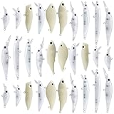 FREE FISHER 30Pcs Unpainted Fishing Lures Kit Lure Blanks Mixed Hard Baits Crankbait Minnow Jerkbait Popper VIB Lure Bodies DIY Fishing Lures Kit